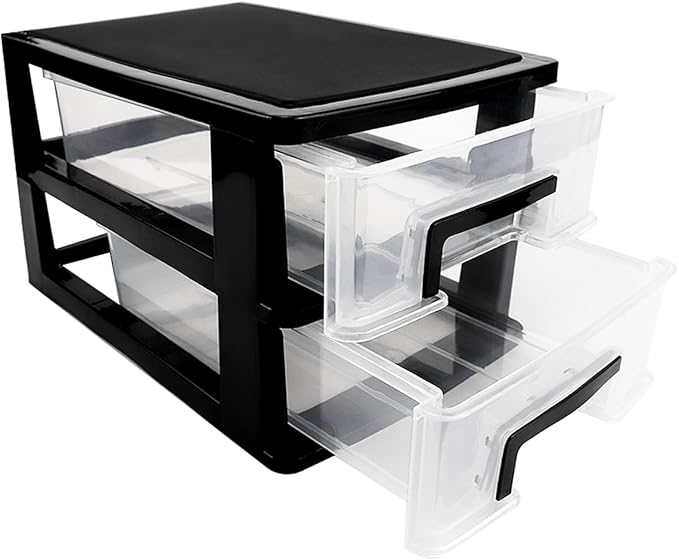 2 Tier Plastic Drawer Organizer Storage Box for Desk, Cosmetics, Jewelry, Office Supplies, Home Organization (8.46" x 5.9" x 5.11")