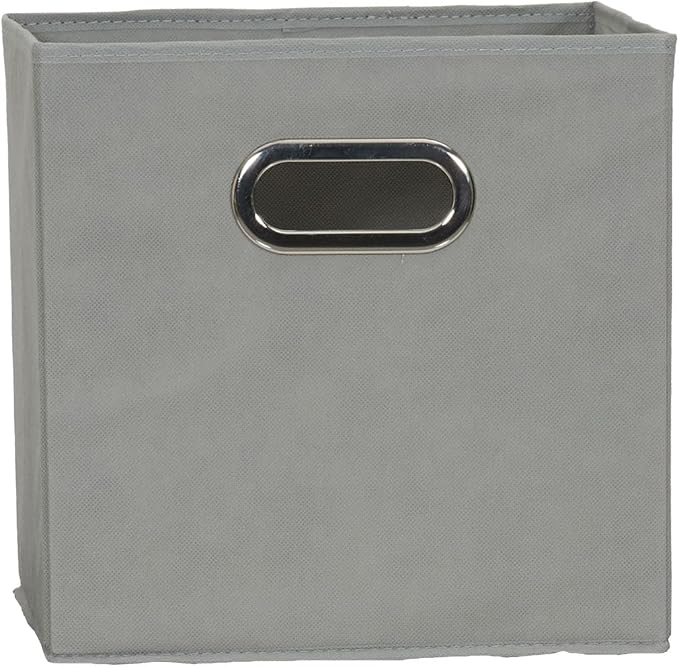 Household Essentials Fabric Storage Bins in Strong Poly‑Woven Fabric, Sturdy Chipboard Sides, Grommet Front Handle, Dove Gray Finish, Set of 6