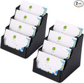 Hipiwe 2 Packs 4-Tier Acrylic Business card Holder Stand Clear Desktop Index Card Filing Card Holder Diaplay