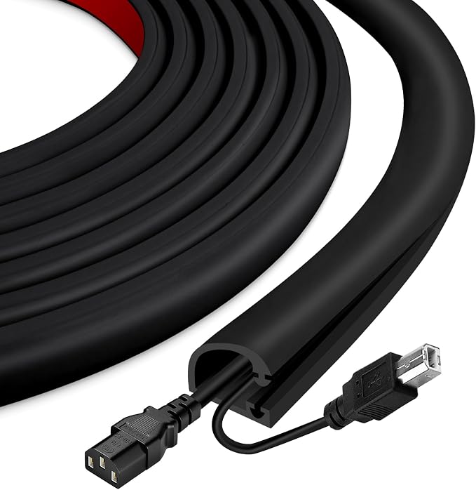 Silicone Cord Covers Wall Self-Adhesive Cord Covers for Wires on Wall Wire Hider Flexible Cable Hider with Side-Opening for Home Office TV Cable Management (0.31" W x 0.31" H x 118" L, Black)