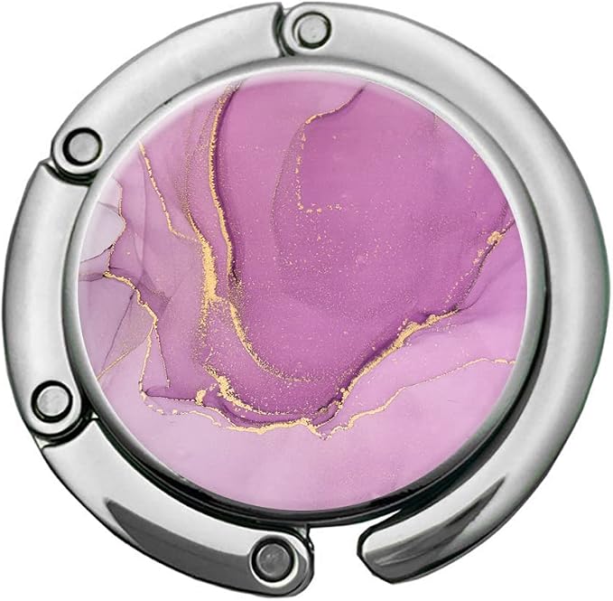 Foldable Purse Hook Womens Bag Table Desk Hanger (1pack Purple Marble Hook)