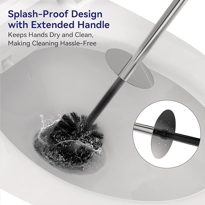 DOWRY Stainless Steel Toilet Bowl Brush and Holder for Bathroom Storage Organization Deep Cleaning Covered Brush Cleaner,Nickel Square 2PCS