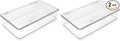 Isaac Jacobs Small Stackable Organizer Bin (10.75” x 6.5” x 2.4”) w Hinged Lid Clear Storage Box Home Office School Fridge Bathroom Kitchen Pantry Container BPAFree Food Safe (Small Clear) (Pack of 2)