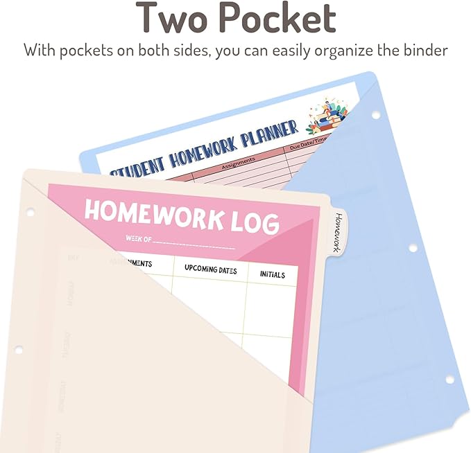 Forvencer 8 Counts Dividers with 2 Pockets, 8 Tabs Binder Dividers for 3 Ring Binder, Binder Dividers with Tabs for School Office Organization, Multicolor, Letter Size, 1 Set
