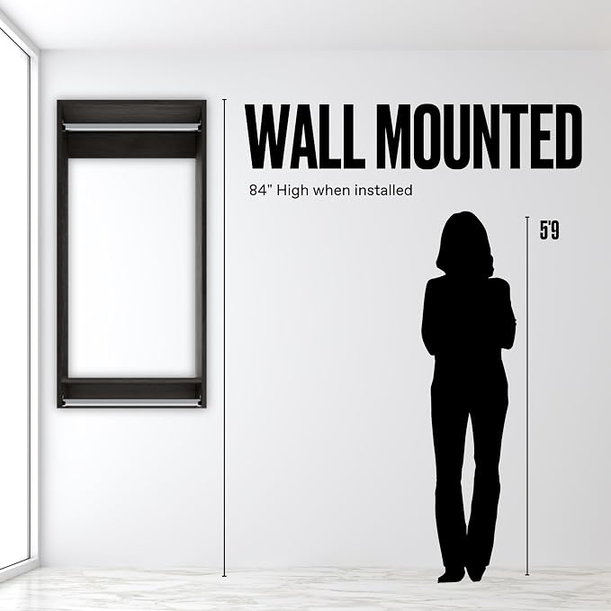 Double Hanging Closet Unit - Modular Corner Closet System - Grey, 25.5 inches Wide - Includes Shelves