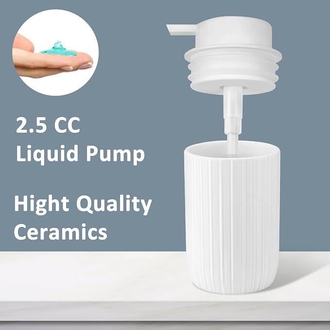 Soap Liquid Dispenser Ceramic with Easy-to-Press Pump Hand Liquid Dispenser for Shampoo Bathroom Countertop 13.5 oz