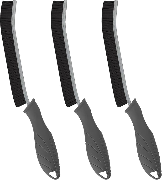 FOOGWEE Hard Bristle Crevice Cleaning Brush - Cleaning Supplies - Household Crevice Cleaning Tools - Multi-Purpose Crevice Brushes for Kitchen, Toilet, Window, Vehicle, Faucets, Grout (3, Grey)