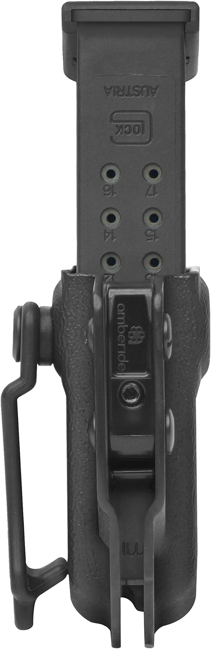 Amberide Universal IWB/OWB Kydex Mag Carrier for 9mm / .40 & .45 ACP Magazines, Single and Double Stack, Adjustable Retention, Ambidextrous, Fits 1.5" Belt, Made in USA