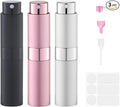 Fusupak Perfume Atomizer Travel Bottle Refillable: Cologne Sprayer Portable for Men - Mini Spray Empty for Refill - 8ml Small Size Black Pink Silver