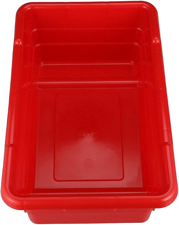ULTRASOURCE Food Approved Bus Totes/Meat Lug (4 Totes and 4 Frosted Lids, Red)