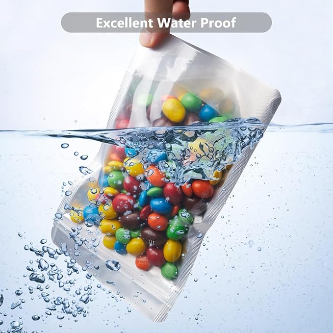 LZLPACKING 100 Pieces resealable Mylar Bags with Clear Front Window,Smell Proof Edible Packaging,Stand up Pouches for Food Storage(black,5×8 Inch/12.7 x 20.3cm)