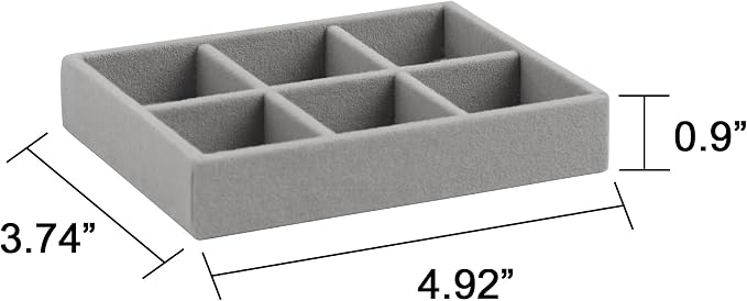 Frebeauty Small Jewelry Trays for Drawer,2 Pack 6 Grid Earring Organizer | Jewelry Display for Rings Stud,Jewelry Box Inserts,Drawer Inserts,Adjustable Dividers,Earring Organizer,Stackable,Mini Size