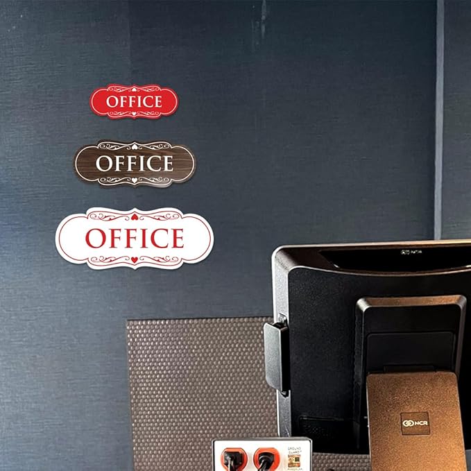 All Quality Designer Office Sign | Easy Installation - Lt Gray - Small (1 Pack)
