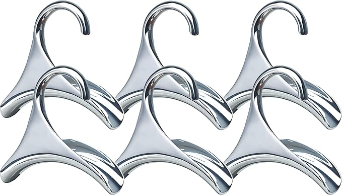 Bag-a-Vie Purse Hanger for Closet - Handbag Organizer Hooks for Hanging Bags & Purses, Protecting Bag Shape & Organizing Space (6 Hangers, Silver Metal)
