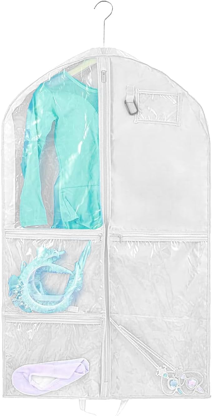Dance Costume Garment Bag for Dancers,1 Pack Waterproof 40 inch Kids Garment Bag for Dance Competitions with Pockets for Dance Costumes,Cheer Uniform Garment Bags for Hanging Clothes Travel