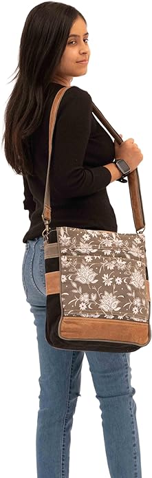 RAJERIYA Bags SEL de MER Upcycled Blossom Print Canvas & Leather Shoulder Bag, Canvas Crossbody Bags for Women