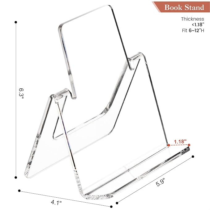 YUXUN Acrylic Book Stand,6Inch 2PC Clear Acrylic Display Easel,Book Display Holder,Display Stand for Books,Magazines,Postcards,Artworks,Pictures,Phone,Tablet