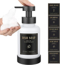 Luxspire Foaming Soap Dispenser, Glass Foam Pump Soap Dispenser, Non-Slip Hand Soap Bottle with 5 Waterproof Labels, 15 Oz Refillable Liquid Soap Bottle for Bathroom & Kitchen, White, 1 Pack