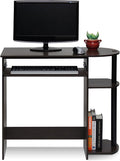 Furinno Simplistic Easy Assembly Computer Desk, With Keyboard Tray, Dark Brown/Black