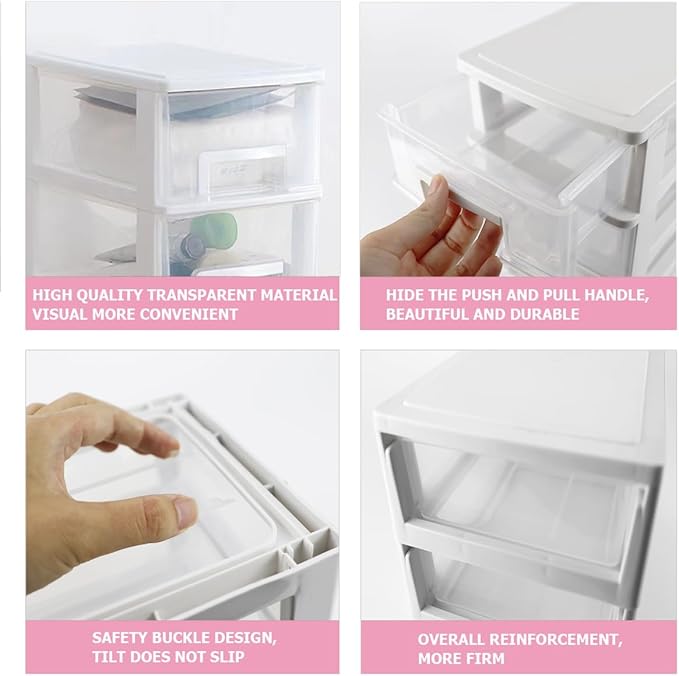 5 Tier Plastic Drawer Type Closet,Portable Storage Cabinet Sundries Storage Cosmetics Jewelry Storage Box for Home Office（White）