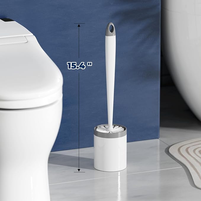 Holaloha Toilet Brush, 3 Pack Toilet Brush and Holder Set, Compact Bathroom Accessories for Toilet Bowl Cleaning and Space Saving, White