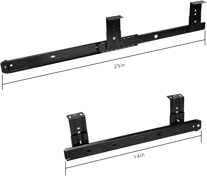 KINJOEK 2 PCS 14 Inch Under Desk Keyboard Tray Rails Slides, Adjustable Height Heavy Duty Ball Bearing Keyboard Mount Track, Black