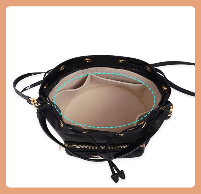 Lckaey Felt Purse Organizer Insert, for bucket liner storage bag2071Beige
