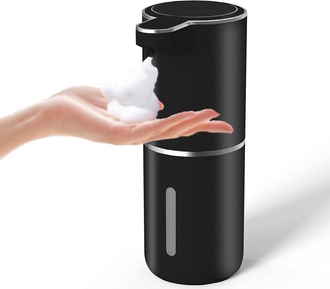 Automatic Soap Dispenser – Touchless Foaming Soap Dispenser 400ml USB Rechargeable Dispenser Electric Wall Mounted 4levels Adjustable Foam Dispenser Pump for Bathroom Kitchen Dish Soap(Black)