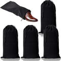 hoe Dust Bags, 4 Pack Black Duster Flannel Single Shoe Pouch with Drawstring Closure, 8x17" Shoe Bags for Travel, Home, Luggage, Handbags, Accessories, Men, and Women