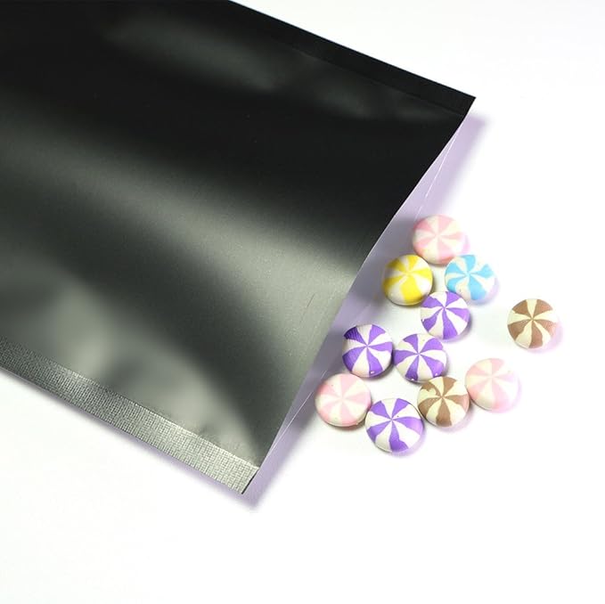 100PCS Customized Mylar Heat Seal Bags,Open Top Clear Packaging Bag with Tear Notch, Single-Side Printing for Logo/Text/QR Code (Black, 9 * 13CM/3.5"*5.1"-100PCS-One Color Print)