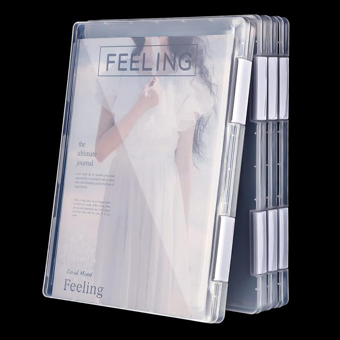 Gersoniel 4 Pcs Magazine Protectors A4 File Paper Storage Box Plastic | Magazine Covers Plastic Protector Clear Portable Project Case Holder Folder Document Organizer,2.1 x 9.1 Inch