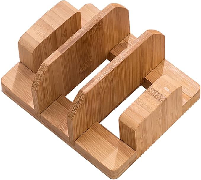 Kunovo Bamboo Pot Lid Holder,Cutting Board Organizer,Baking Sheet/Pan Organizer Rack for Cabinet (GGJ-A)