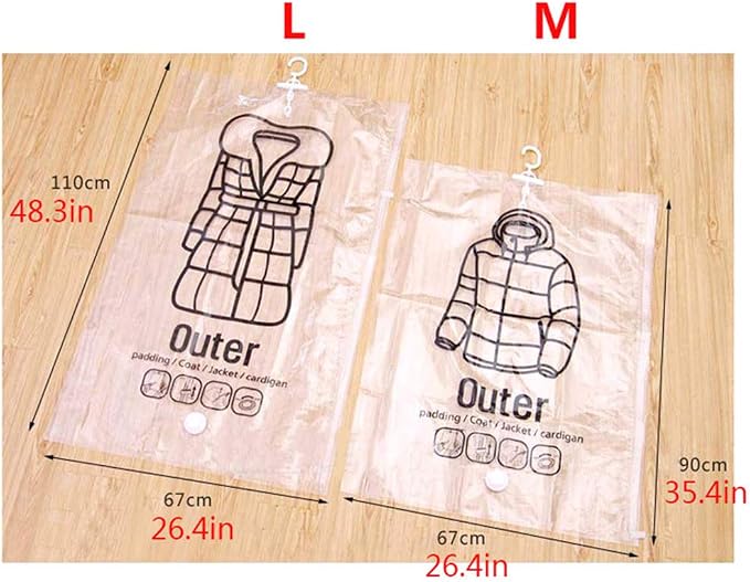 STTC Pack of 3 Garment Covers Bags, Hanging Transparent Vacuum Storage Bag for Wardrobe Storage Travel Garment Bags,L