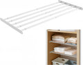 VanlonPro Expandable Closet shelf Metal Storage Rack Adjustable Closet Rod DIY Divider Separator Space Saving for Cabinet Wardrobe Cupboard Kitchen Pantry Cupboard Bathroom, 31.4-42 Inches