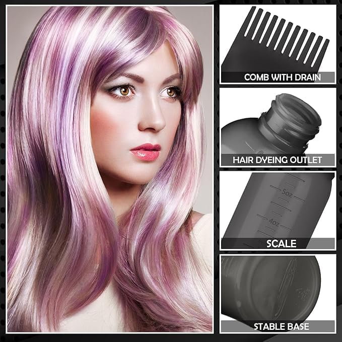 Zicotour Continuous Hair Spray Bottle and Root Comb Applicator Bottle Hair Oil Applicator Water Mister for Hairstyling (Black)