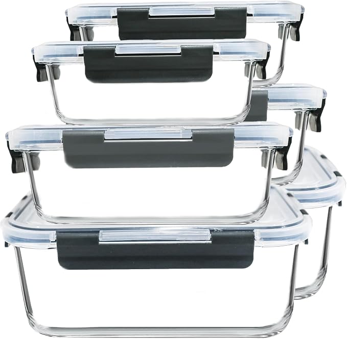 M MCIRCO 67.4oz(8.3 cup), 33.8oz(4.2 cup)& 18.6oz(2.1 cup) Extra Large Glass Food Storage Containers Set with Lids, 6 Pack Airtight Glass Storage Container for Microwave,Oven,Freezer Dishwasher