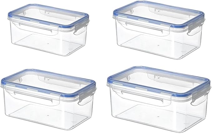 4 Pack Refrigerator Organizers and Storage,Stackable Refrigerator Organizer Bins with Lids,Clear Plastic Food Storage Bins for Kitchen, for Fruit, Vegetable, Food, Drinks, Cereals(COLOR:Transparent)