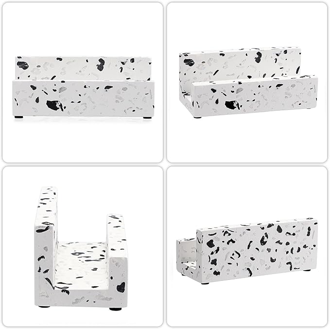Hipiwe Terrazzo Business Card Holder for Desk, Business Gift for Women Men | Desktop Business Card Display Stand Concrete Name Cards Organizer for Office Exhibition Meeting Room Card Display