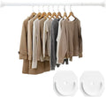 No Drilling Closet Rods for Hanging Clothes, Adjustable 30-52 in | White, Metal, Heavy Duty, Space Saving, Suitable for Wardrobes, Laundry, RV
