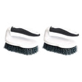 Amazon Basics All Purpose Rectangular Scrub Brush, Hard Bristle, Stiff Bristles, Sturdy, Ergonomic Long Handle, Durable, 2-Pack, White & Black