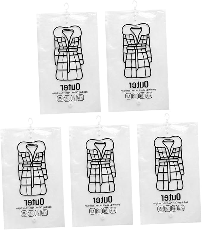3pcs Hanging Vacuum Storage Bags Medium Space Saver Sealed Compression Organizer for Clothes Quilts Blankets Duvets Pillows Storage Pouch