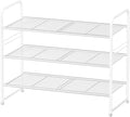 Simple Shoe Rack, 3 Tier Heavy Duty Metal Shoe Shelf 27 Inch Wide, White