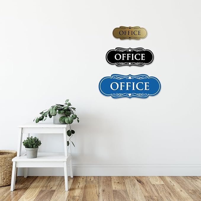 All Quality Designer Office Sign | Easy Installation - White/Red - Small (1 Pack)