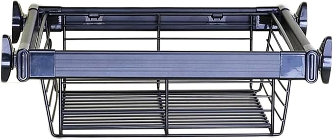 Stackable Pull Out Cabinet Storage Basket - Detachable Telescopic Drawer Organizer for Kitchen, Office & Wardrobe - Versatile Black Storage Solution (614x460x170mm)
