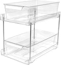 1Pack 2-Tier Bathroom Storage Organizer, Clear Under Sink Organizers Kitchen Vanity Counter Storage Container, Medicine Cabinet Drawers Bins, Pull-Out Organization with Track for Pantry