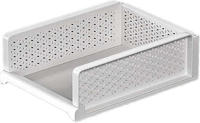 2-layer Pull Out Storage Basket,Stackable Storage Bins,Wardrobe Organizer,5kg Weight Capacity,for Kitchen Pantry Bathroom Cabinets(44x13x38cm)