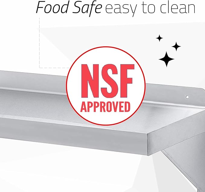 DuraSteel Stainless Steel Shelf - 24 Inch Wide x 14 Deep Commercial NSF Mounted Metal Wall Shelf Pantry Organizer Garage Storage Shelves - Rack Shelving Restaurant Kitchen Units Laundry Utility Room