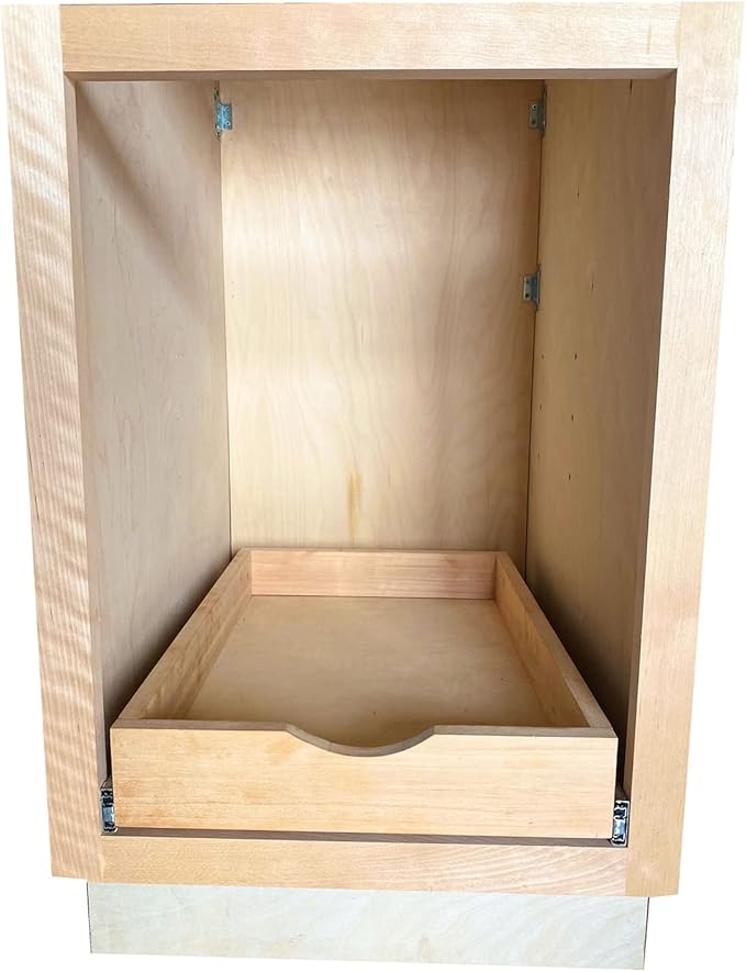 Soft-Closing Drawer, Wood Pull Out Tray Drawer Box Kitchen Cabinet Organizer, Cabinet Slide Out Shelve, Wooden Pull-Out Shelf-Fast and Easy D.I.Y. (27" W×21" D×3" H)