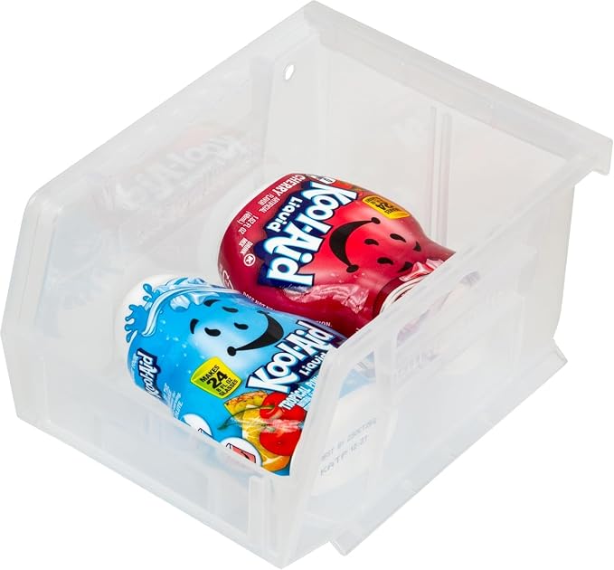 Akro-Mils 30210 AkroBins Plastic Storage Bins, Space-Saving Stackable Bins for Garage, Pantry, Craft Organization, 5" x 4" x 3", Clear, 24-Pack