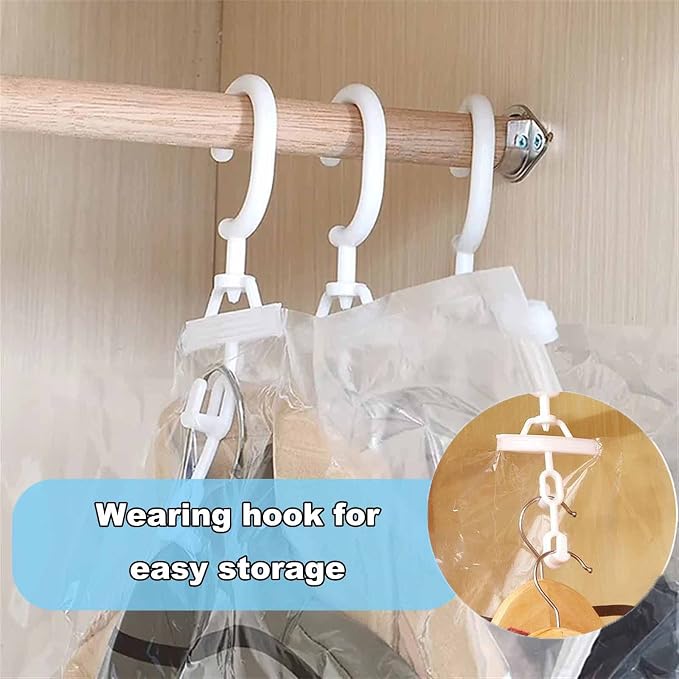 FETNHU Hanging Compressible Storage Bag, Hanging Vacuum Storage Bags with Pump, Reusable Space Saver Vacuum Storage Bags for Home Closet Organization Compression Seal (3PCS,M 67 x 90cm)